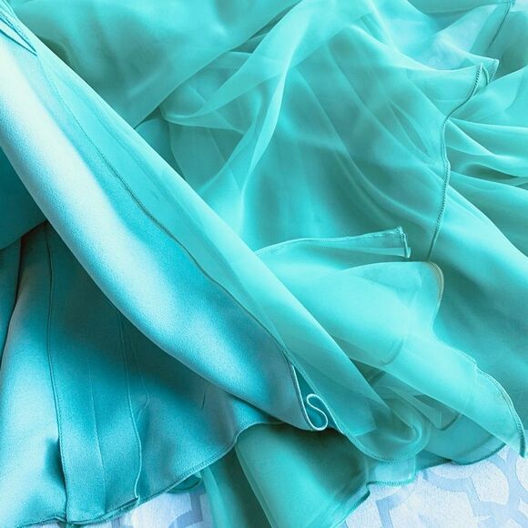 Vintage Green Pleated Chiffon Maxi Dress - Picture 8 of 15